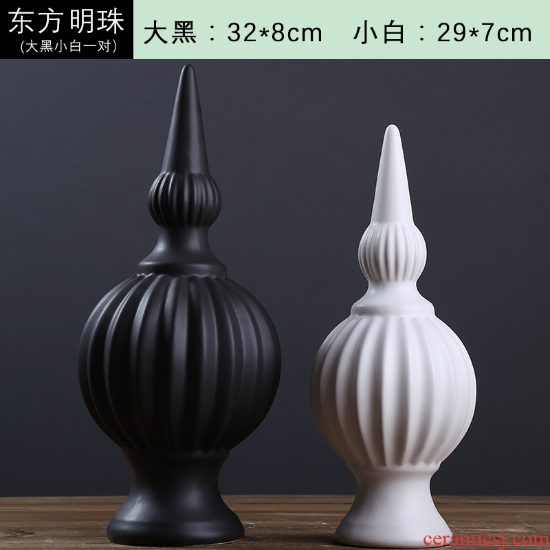European creative furnishing articles home wine ark, adornment sitting room, black and white Oriental pearl abstract ceramic handicraft decoration