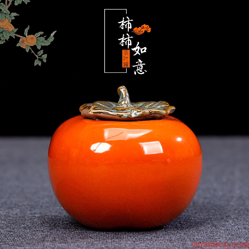 Chinese style gifts creative ceramic persimmon tea pot home furnishing articles sitting room tea table decorations foreigner gift