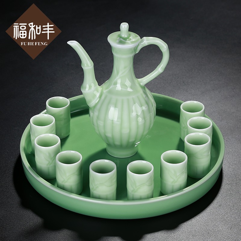 F belong archaize celadon ceramic wine home outfit gift box wine cup of wine glass jar of small a small handleless wine cup points