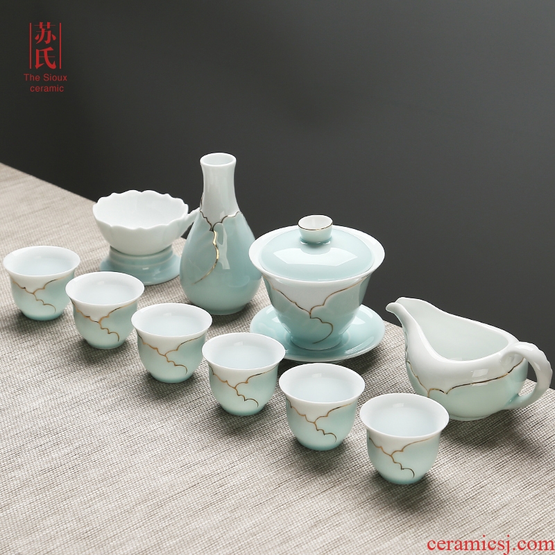 The Sioux ceramic tea set The home office of a complete set of kung fu tea sets The teapot tea cups