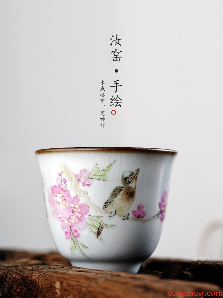 Jingdezhen Xu Jiaxing hand - made peach blossom put water point of single cup cup ru up market metrix who kung fu tea cups ceramic sample tea cup