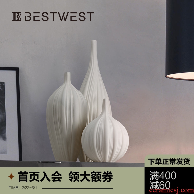New Chinese style element large ceramic vase furnishing articles white dry flower vase example room sitting room soft decoration ideas
