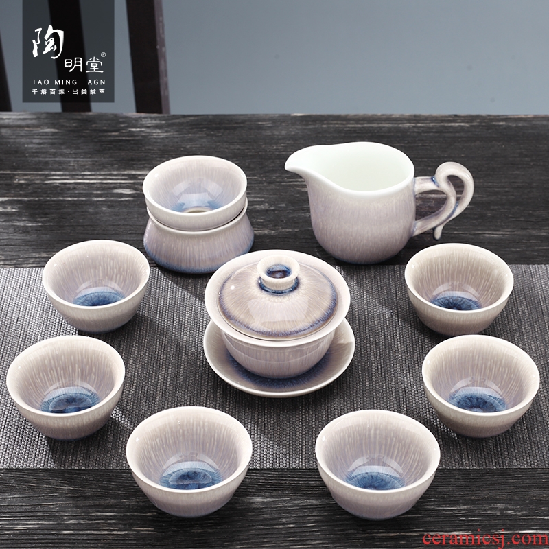 TaoMingTang masterpieces with silver kung fu tea set the home drawing masterpieces tea teapot teacup