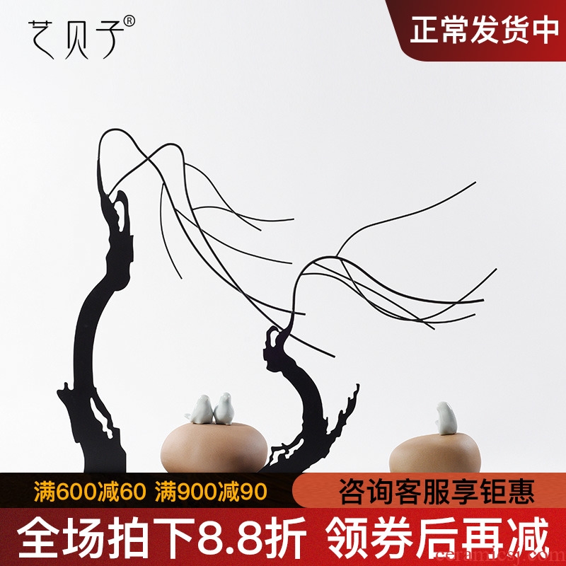New Chinese style example room sitting room place the metal ceramic bird creative soft outfit the TV cabinet floor decoration of zen