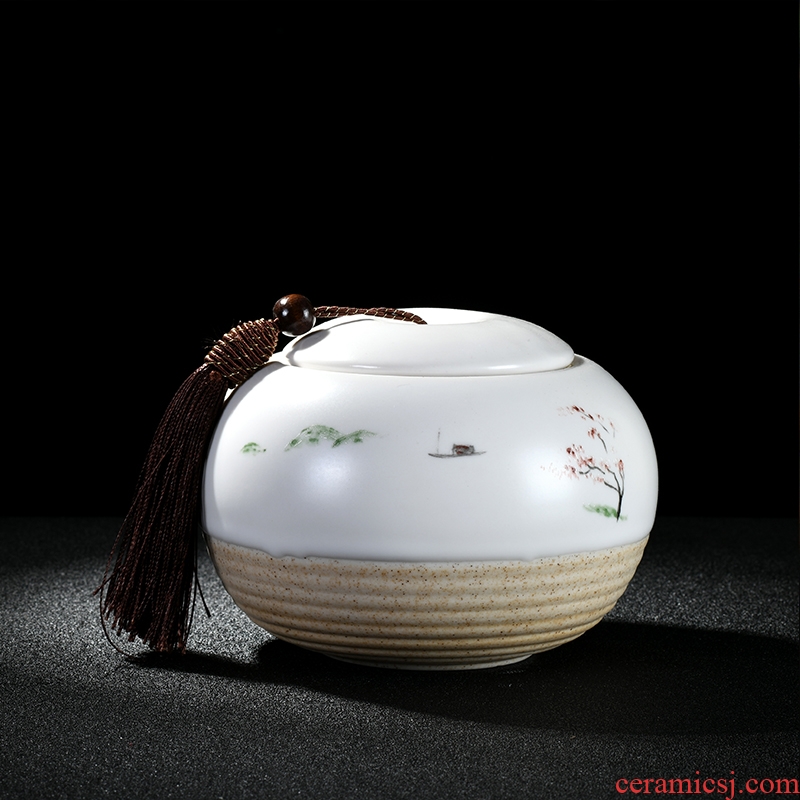 Hand - made scenery white porcelain tea pot small deposit ceramic POTS storage tanks seal pot receives a Japanese jar