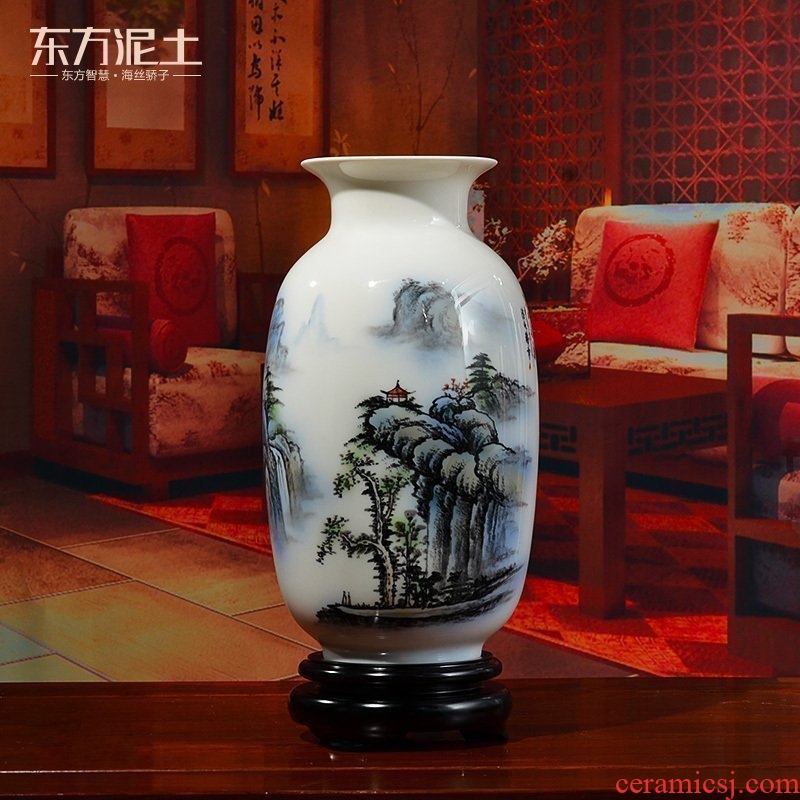 Oriental clay ceramic hand - made porcelain vase furnishing articles of Chinese style sitting room adornment rich ancient frame/green dragon waterfall