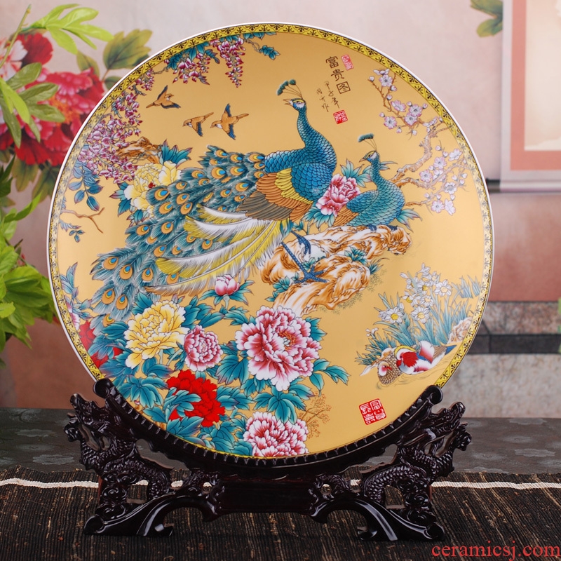 Jingdezhen ceramics faceplate fashionable sitting room adornment home decoration to the base plate of furnishing articles arts and crafts