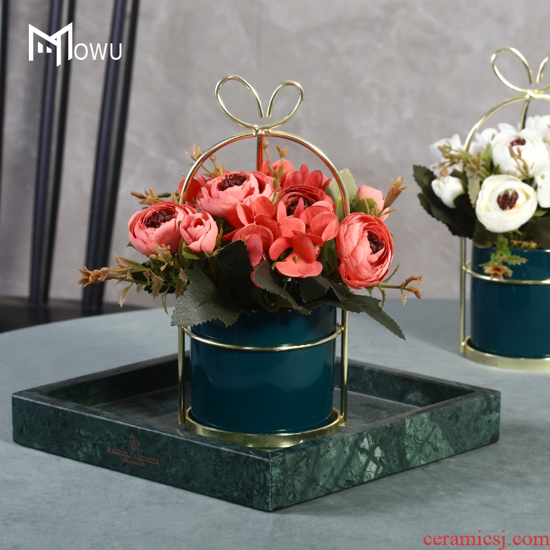 INS wind fake flowers sitting room decoration ceramics flowerpots floral suit simulation table surface decoration small place in northern Europe
