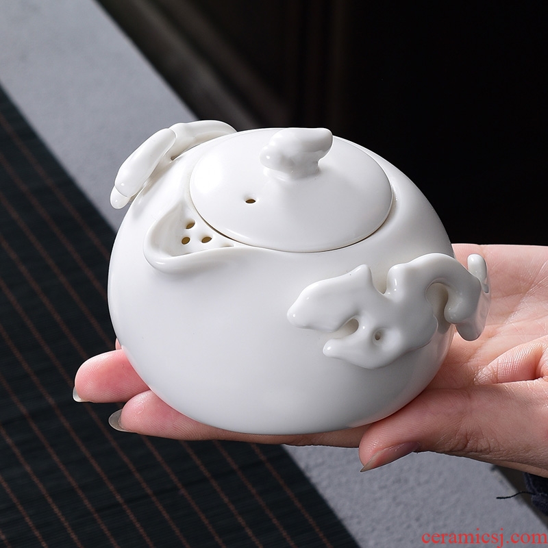 Laugh up with inferior smooth white household ceramic teapot kung fu tea set single pot of xi shi pot hand grasp the teapot with a zero