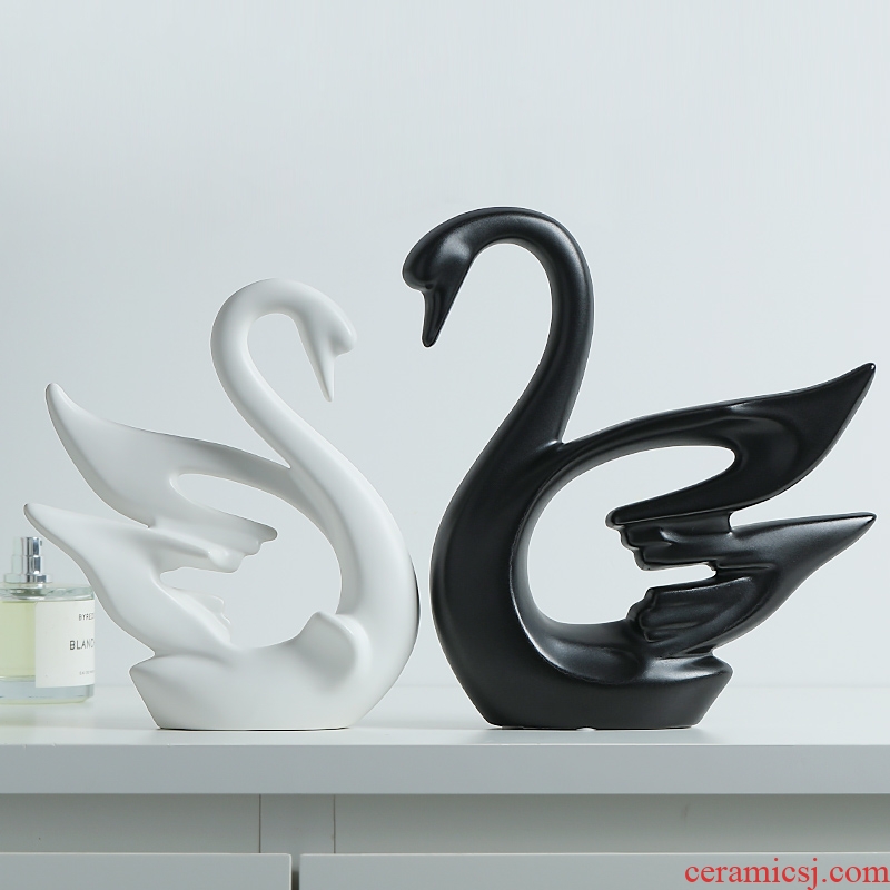 I and contracted, black and white couples swan furnishing articles wedding present creative new wine sitting room adornment ceramics