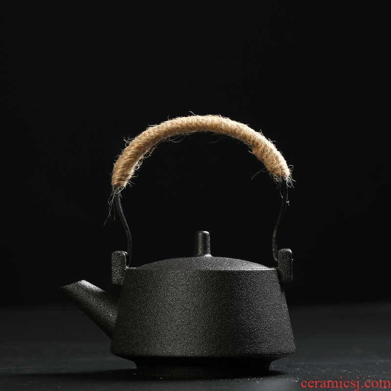 Black pottery teapot single pot of I and contracted household ceramics Japanese side the kung fu tea set xi shi office make tea