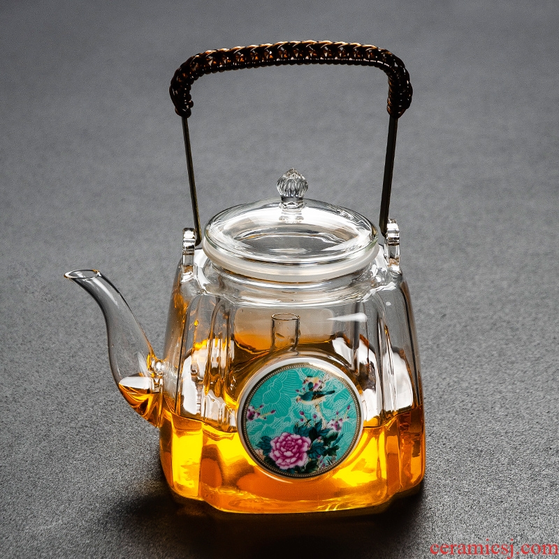 NiuRen glass cooking pot home Japanese transparent girder steam pot of electric teapot TaoLu office to boil tea