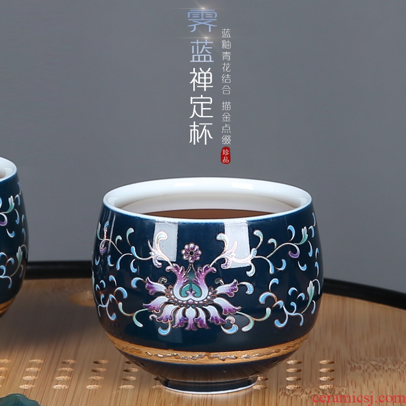The Master of jingdezhen blue and white porcelain cup sample tea cup single CPU kung fu tea set creative retro meditation cups small bowl
