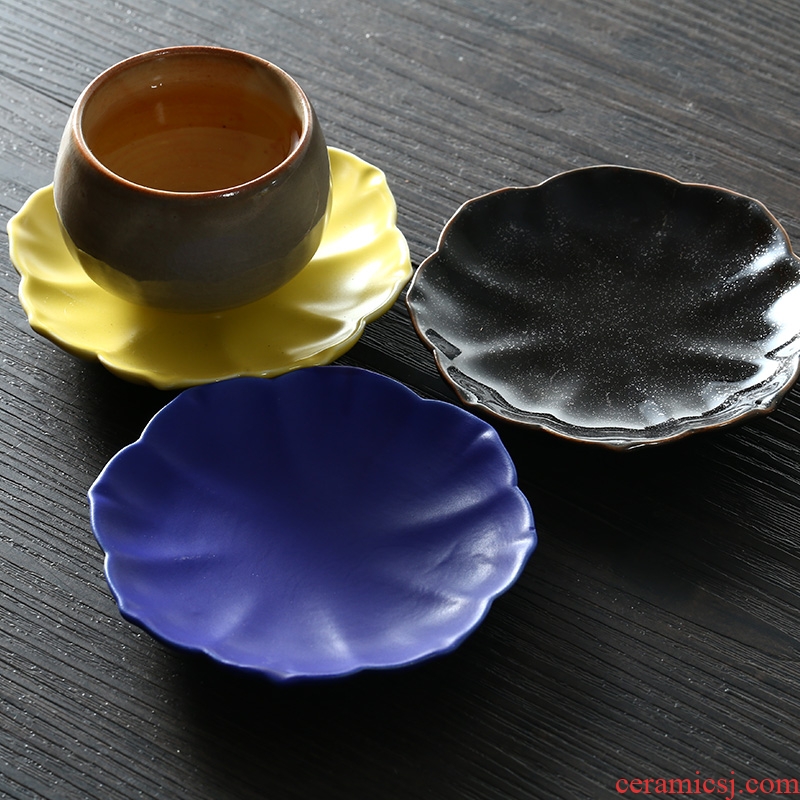 Jingdezhen ceramic cup mat furnishing articles compote dish tray was all hand cup cup lotus leaf tea tray leakproof household
