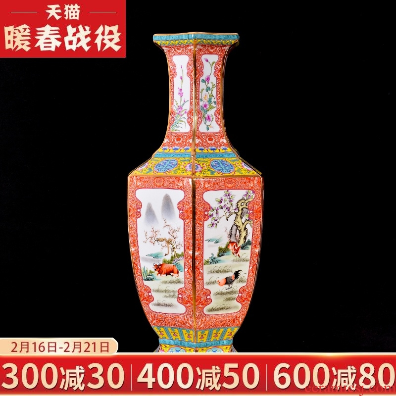 Archaize of jingdezhen ceramics colored enamel flower arranging new Chinese style classical vase home decoration crafts are sitting room