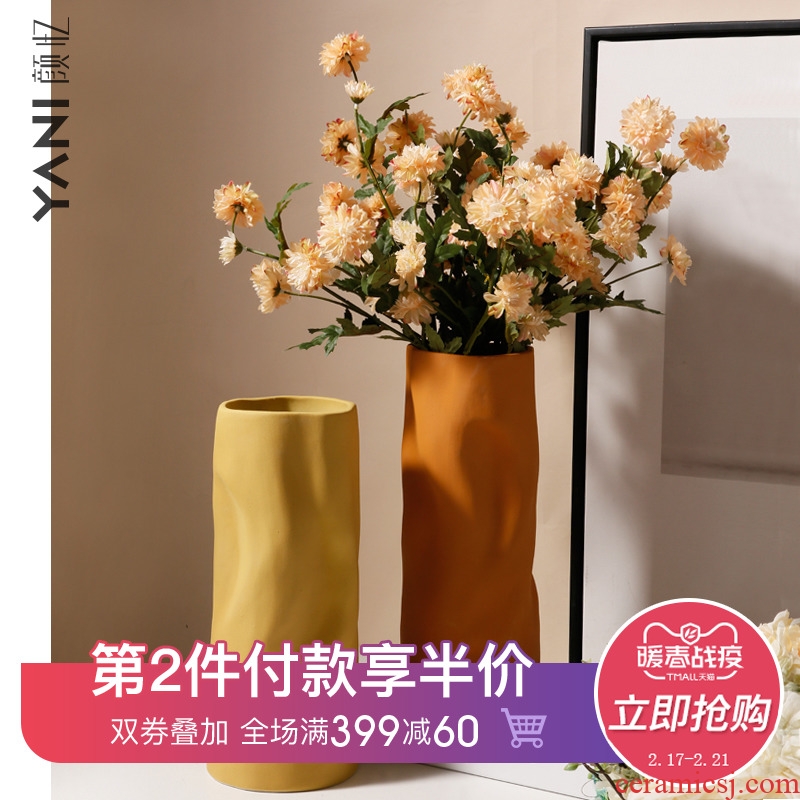 Creative vase furnishing articles home flower arranging contracted sitting room porch TV ark, ceramic decorative flower implement light key-2 luxury decoration