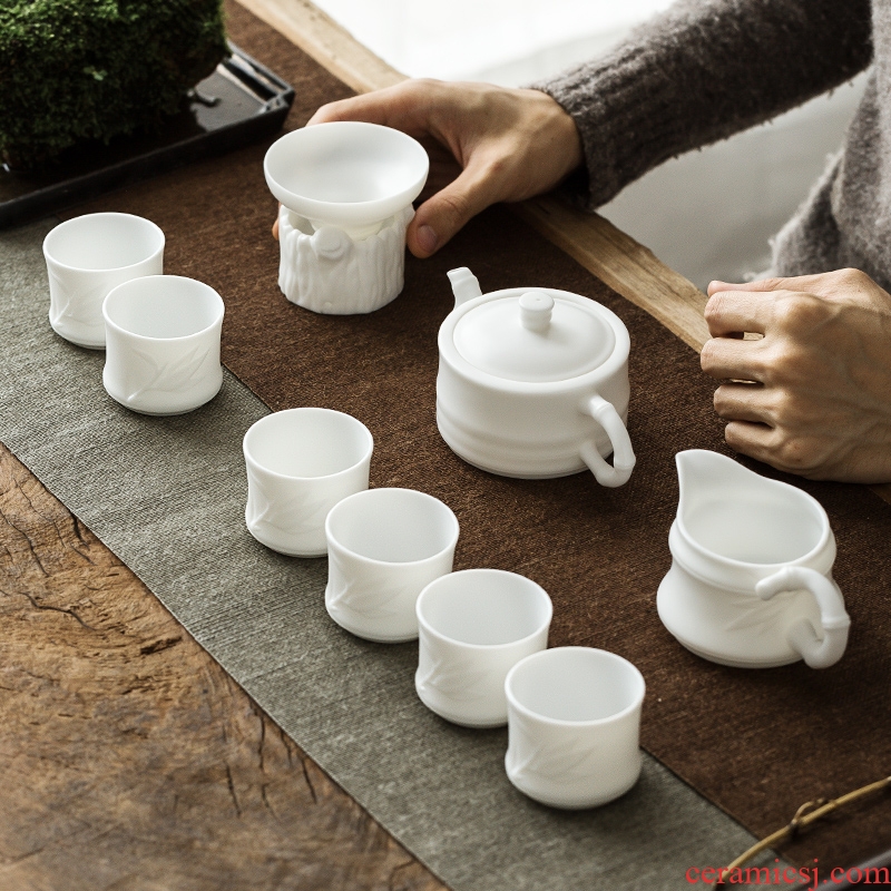 The Get | in dehua white porcelain kung fu tea set the whole household teapot office tureen cups gift boxes
