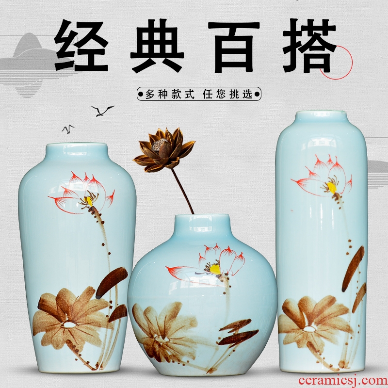 Jingdezhen modern new Chinese style ceramic vase furnishing articles sitting room of TV ark, dried flower arranging flowers wine porch decoration