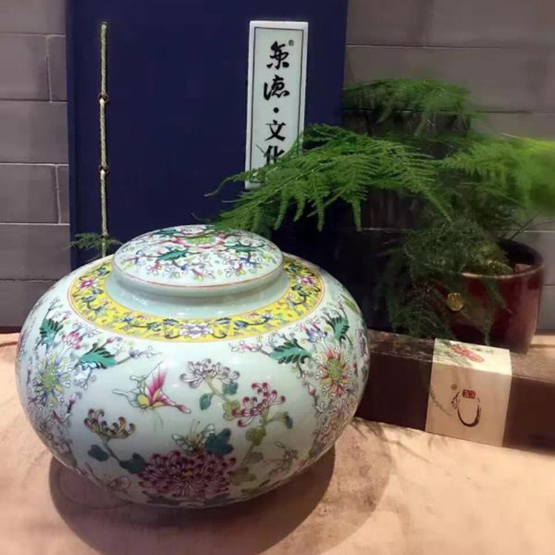 Jing DE and auspicious colored enamel recent large caddy fixings master of jingdezhen hand - made pastel seal tea pot