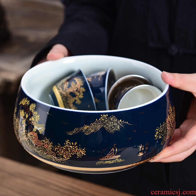 Japanese zen tea wash large extra - large ceramic cup for wash kung fu tea tea tea accessories water tea meng meng home