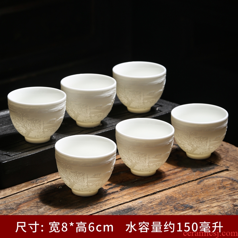 Suet white jade porcelain ceramic cups undressed ore unglazed big sample tea cup single CPU kung fu tea tea master cup accessories