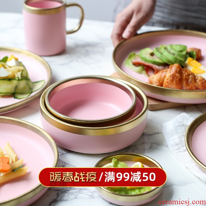 In northern sichuan pink paint and ceramic tableware dishes home plate rice bowls rainbow such as bowl bowl pz - 224