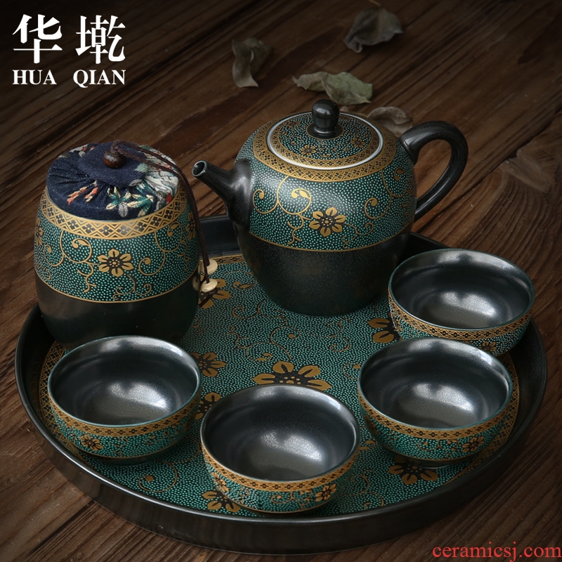 Up built lamp that was suit household wood tea set jingdezhen blue and white porcelain kung fu tea set portable travel
