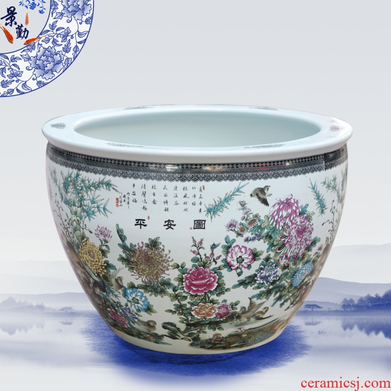 Jingdezhen ceramics basin of water lily lotus tank to raise a goldfish bowl bowl lotus cylinder tortoise GangPen furnishing articles