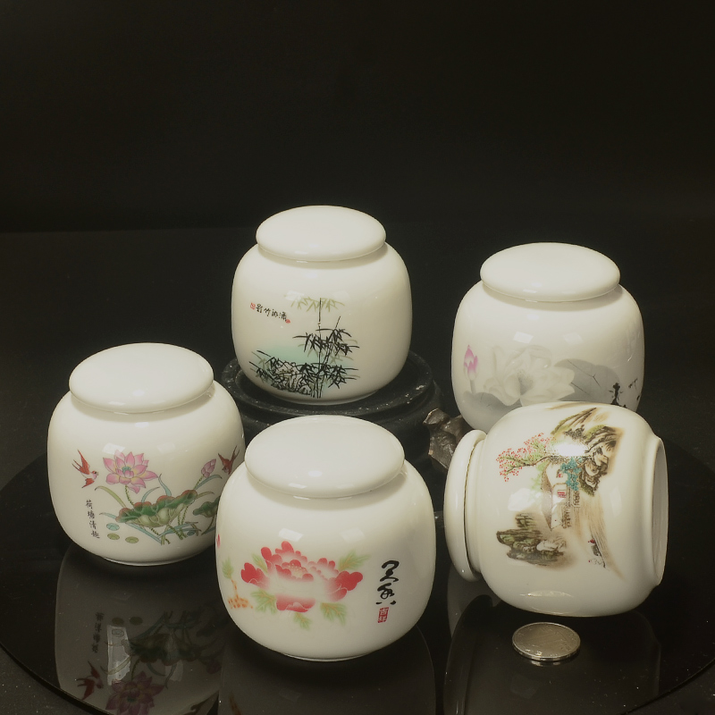 Small mini dehua white porcelain porcelain POTS caddy fixings ceramic seal pot powder manufacturers shot Small jar