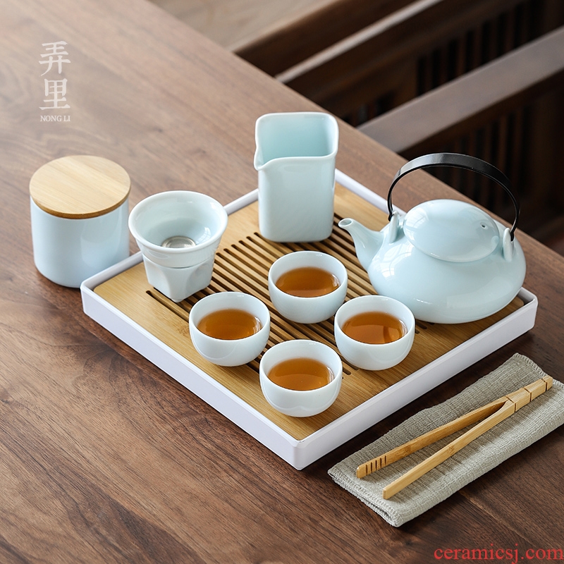 The Get | in Japanese kung fu tea set gift box of a complete set of household celadon girder pot dry tea cups dish ceramics