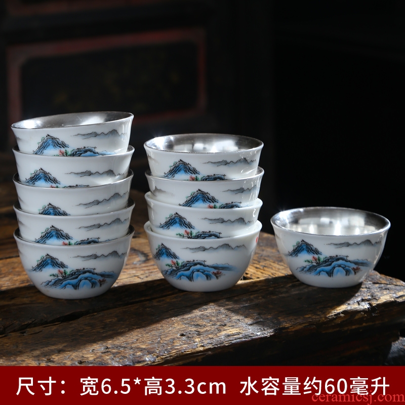 Dehua white porcelain teacup only 6 suet jade pu - erh tea cup move small ceramic kung fu master single cup tea cups