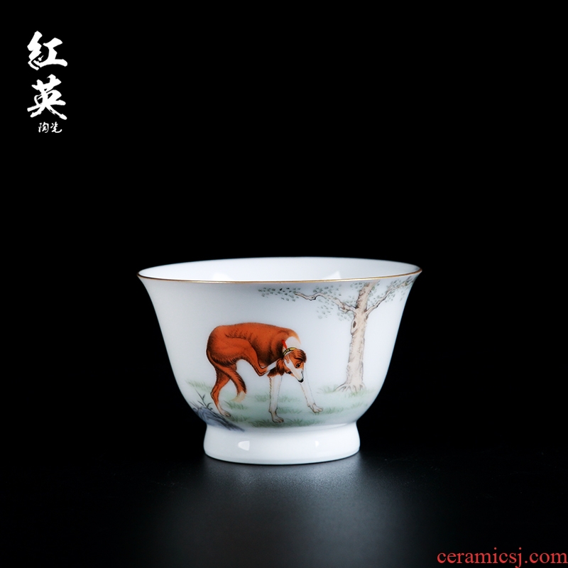 Red the jingdezhen ceramic kung fu tea tea set household hand - made personal cup master cup single cup sample tea cup