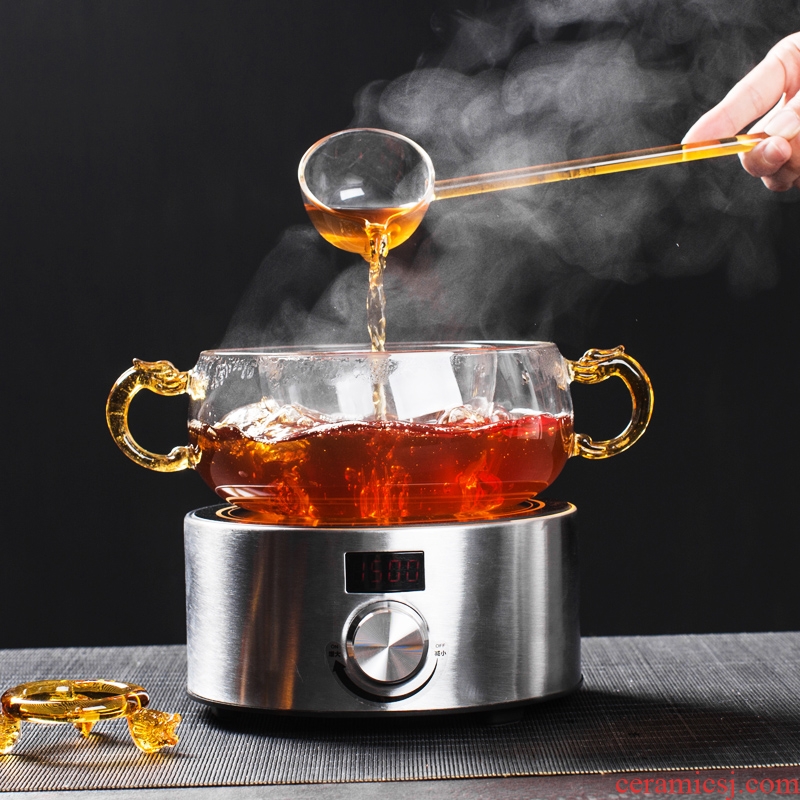 NiuRen heat of a complete set of thickening glass boiled tea, black tea pu - erh tea points home the tea, the electric TaoLu tea set