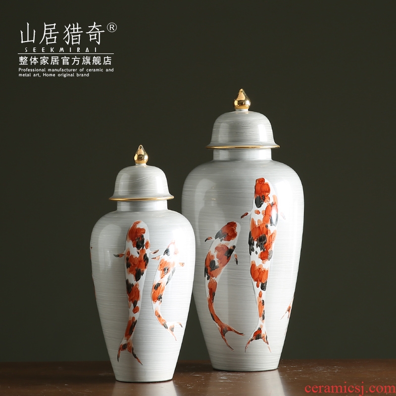 New Chinese style general hand - made ceramics carp large tank sitting room porch home decoration furnishing articles furnishing articles vase