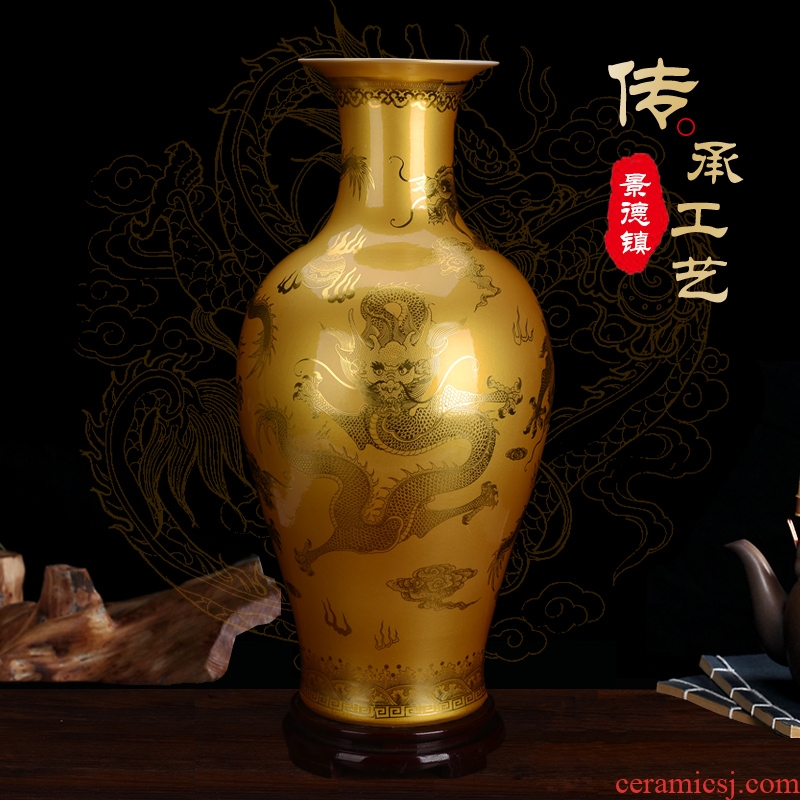 Porcelain of jingdezhen ceramic vases, golden dragon big sitting room floor furnishing articles Chinese craft supplies