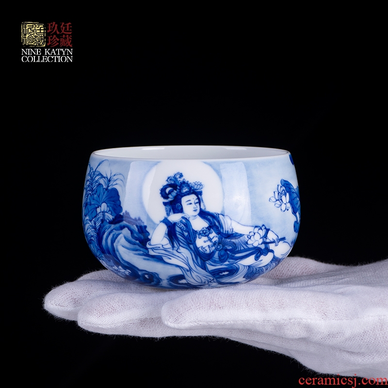 About Nine katyn witnessing zen master cup single CPU jingdezhen blue and white porcelain tea set guanyin ceramic cups sample tea cup