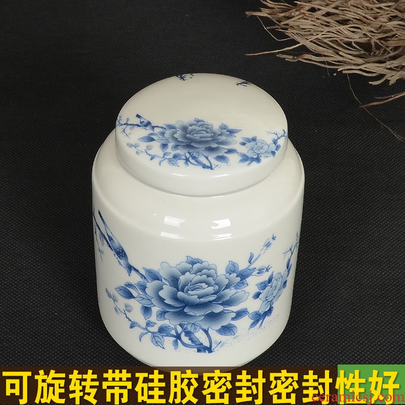 Can rotate the new paste pot of blue and white porcelain ceramic jar of honey tea tins sealing small POTS porcelain