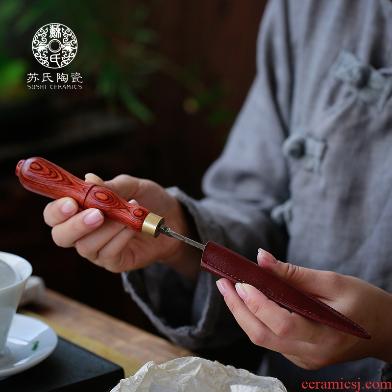 Su ceramic knife ebony hua limu tea stainless steel knife ChaZhen tea tea tea tea accessories cone points