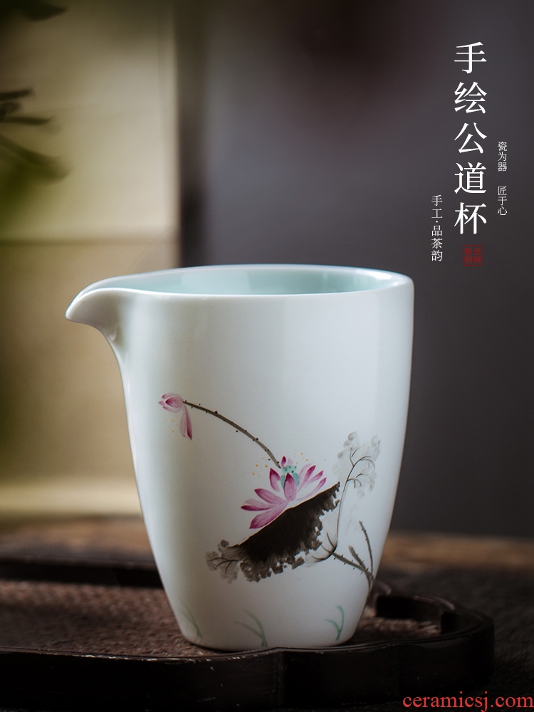 Fair hand a cup of tea sea points kung fu tea tea ware jingdezhen ceramics powder enamel up white male cup