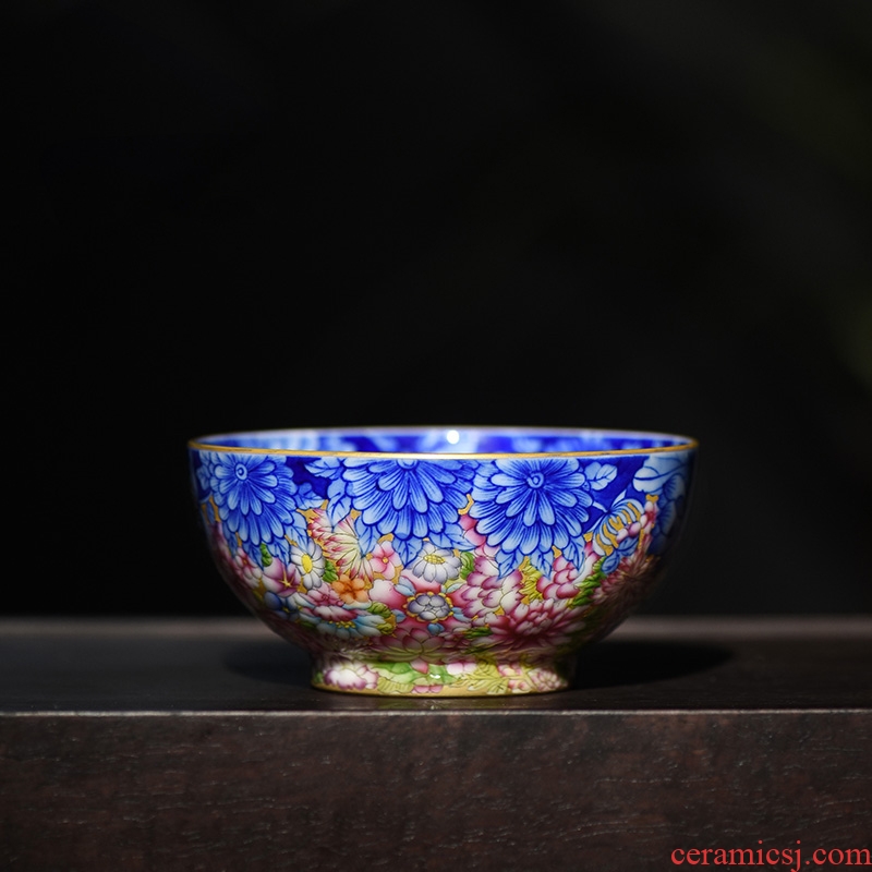 JingJun jingdezhen ceramics hand - made colored enamel in blue and white hand sample tea cup cup masters cup