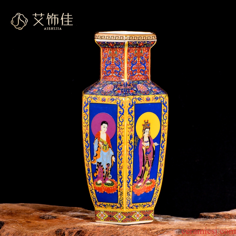 Jingdezhen ceramic vase furnishing articles colored enamel flower arranging Chinese archaize sitting room adornment home furnishing articles TV ark