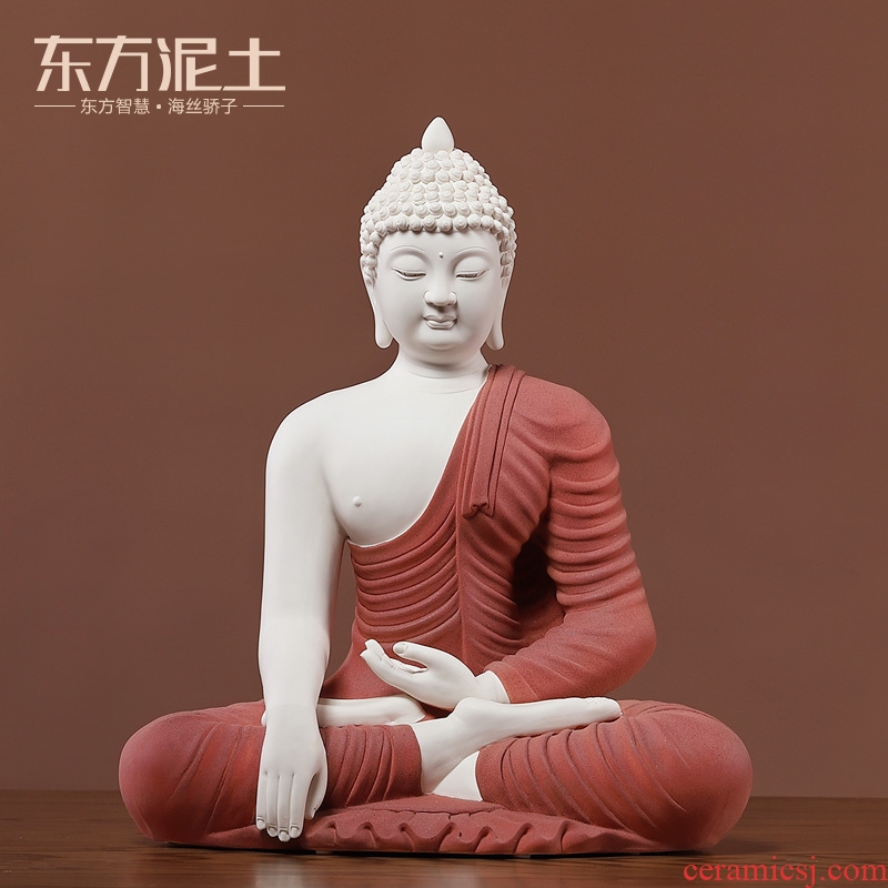 Oriental clay ceramic its art furnishing articles Chinese zen sitting room porch/17 inch shakyamuni Buddha