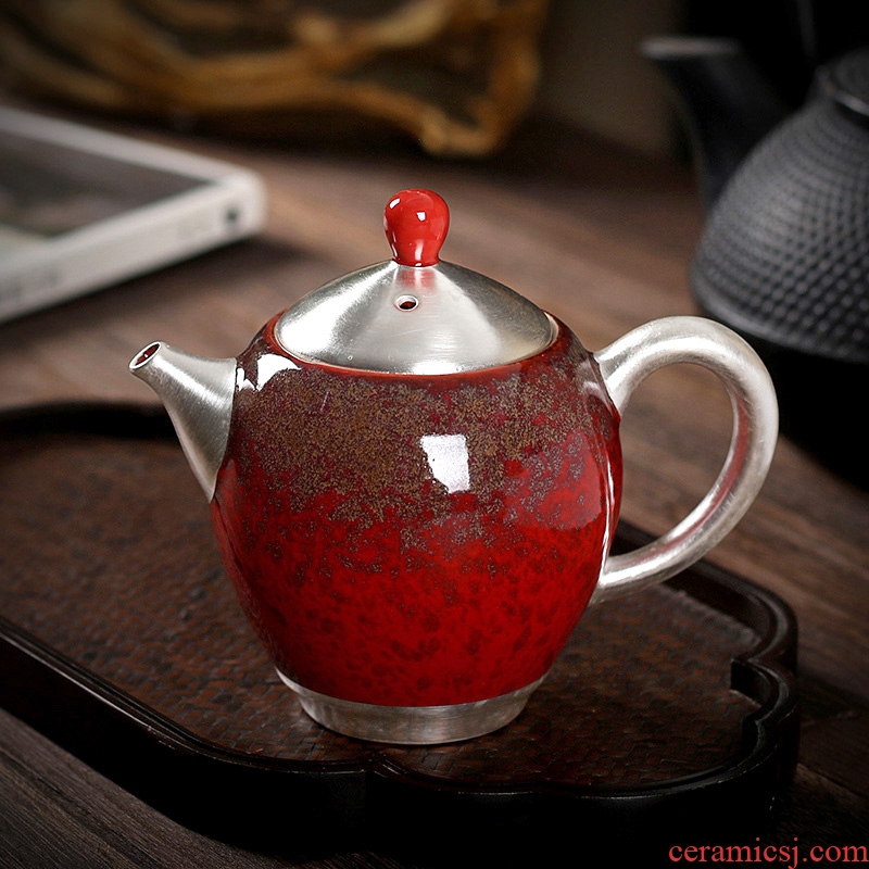 Build light temmoku coppering. As silver teapot large ceramic kung fu teapot single pot of tea, Chinese style silver pot teapot