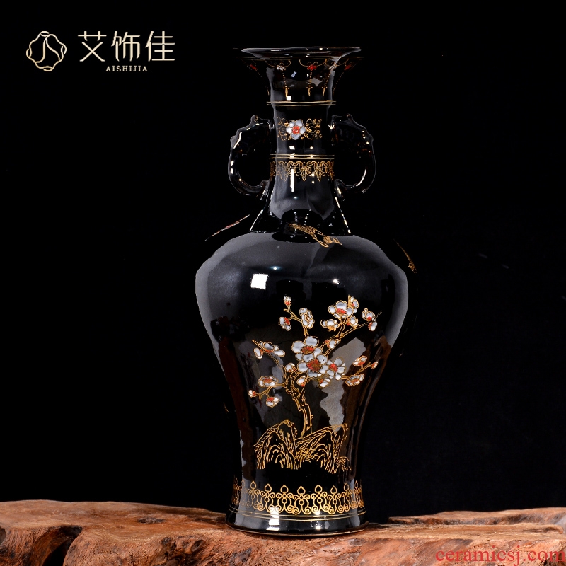 Jingdezhen ceramics vase archaize sharply glaze flower arranging Chinese style living room TV cabinet porch decoration collection furnishing articles