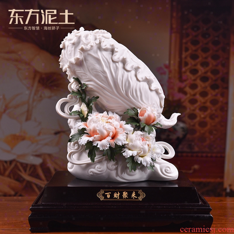Oriental clay ceramic lucky money and cabbage furnishing articles sitting room adornment handicraft high - grade opening housewarming gift