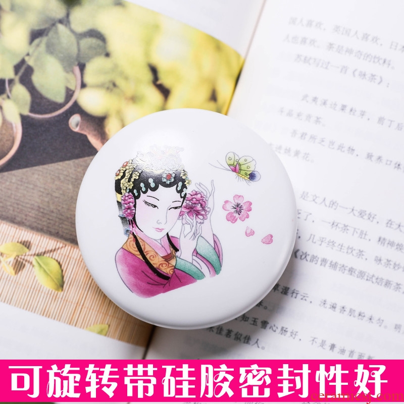 New mini work double - faced smooth jar ceramic paste pot cream rouge powder compact beauty makeup water packing bottle