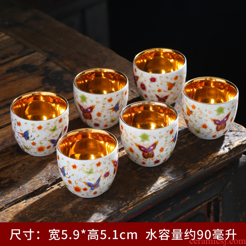 Ceramic masters cup single CPU kunfu tea cup single suet jade tea cup large white porcelain cups sample tea cup