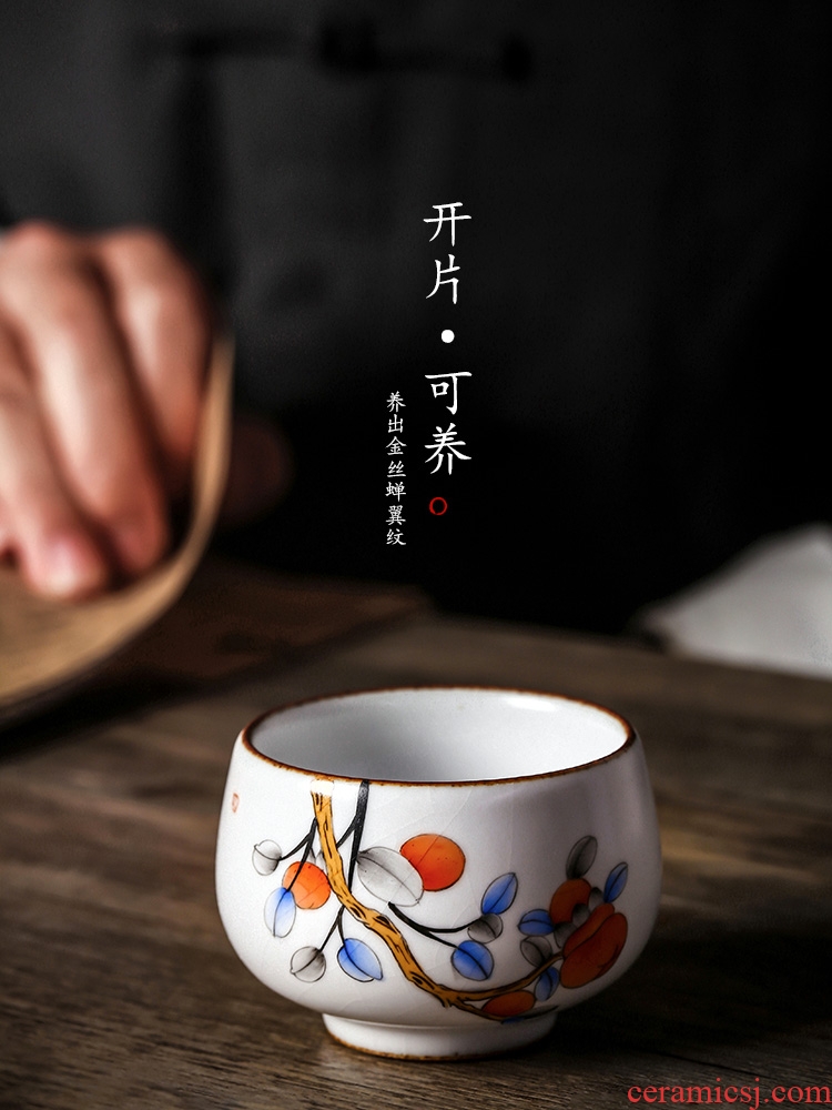 Jingdezhen ceramic single CPU master kung fu tea cups cup hand - made persimmon persimmon satisfied sample tea cup pure manual your up tea sets