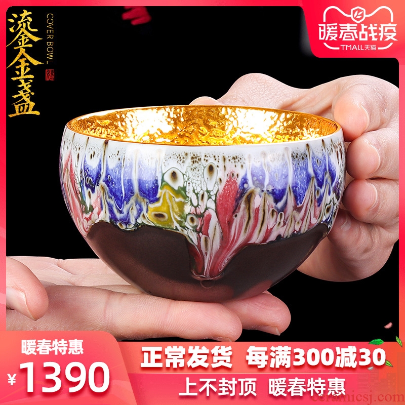 The Master artisan fairy Lai Xinkui 24 k gold cup ceramic cups single temmoku gold oil droplets built famous masters cup