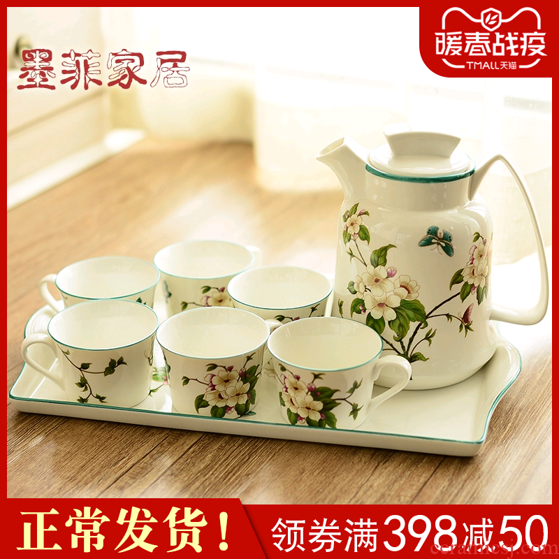 New Chinese style ceramic tea set suit American sitting room dining - room household cool afternoon tea coffee kettle tea table furnishing articles